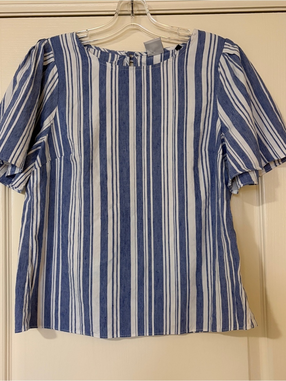 CAbi Blue and White Striped Women's Top